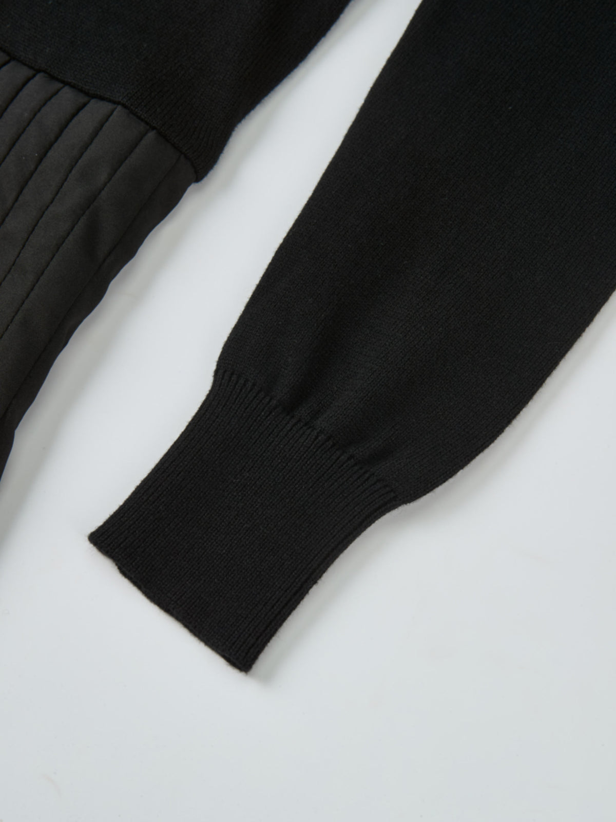 Knit Polo Top Pleat Dress - Solid Black