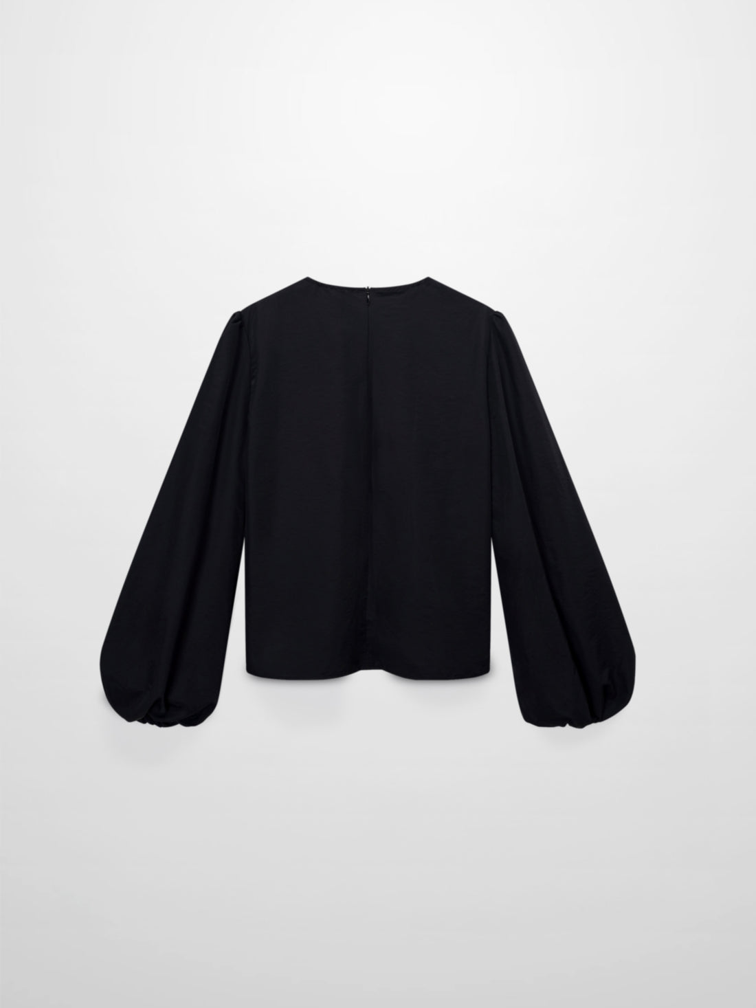 Bubble Sleeve Taffeta Top-Black
