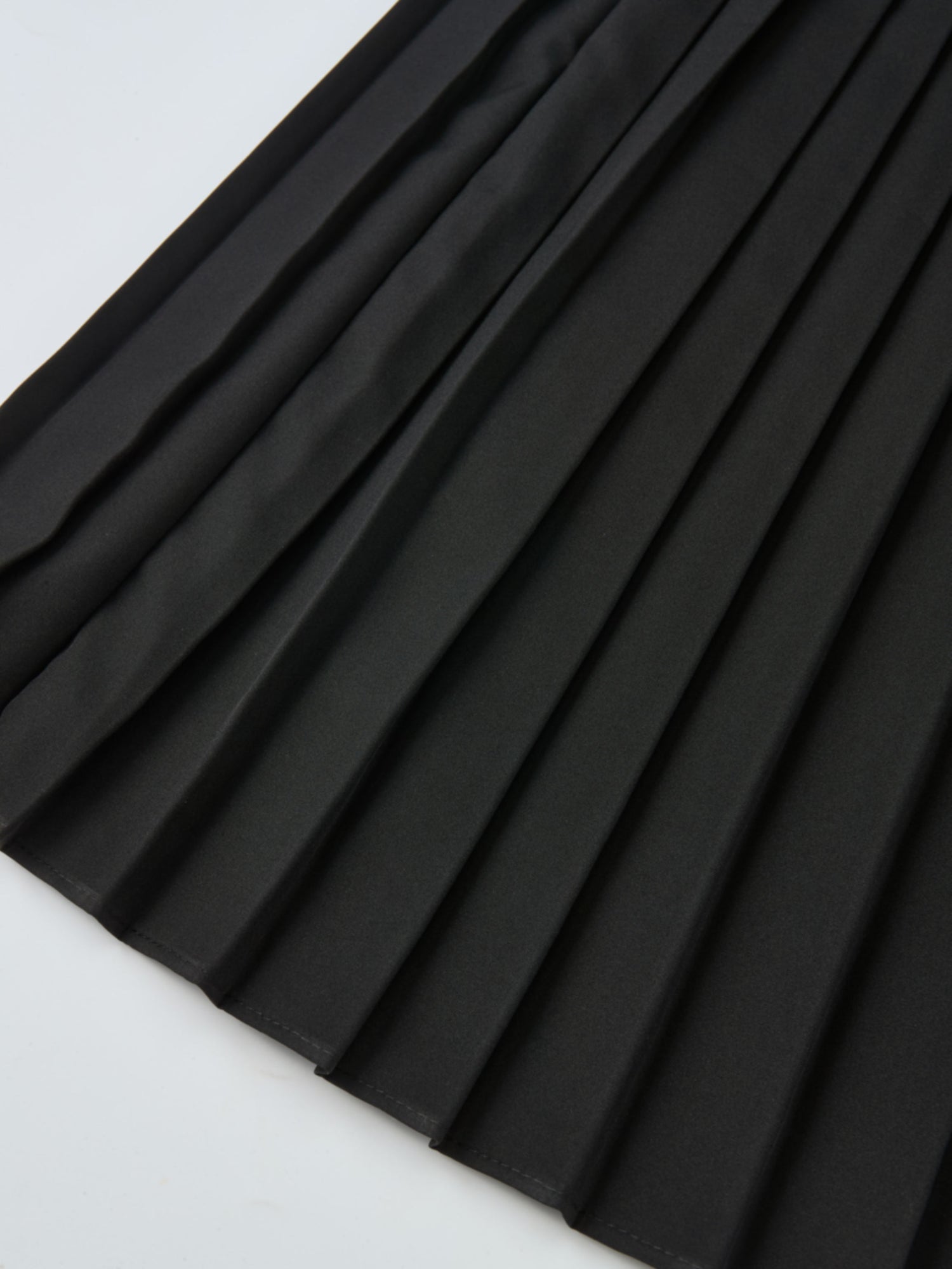 Knit Polo Top Pleat Dress - Solid Black