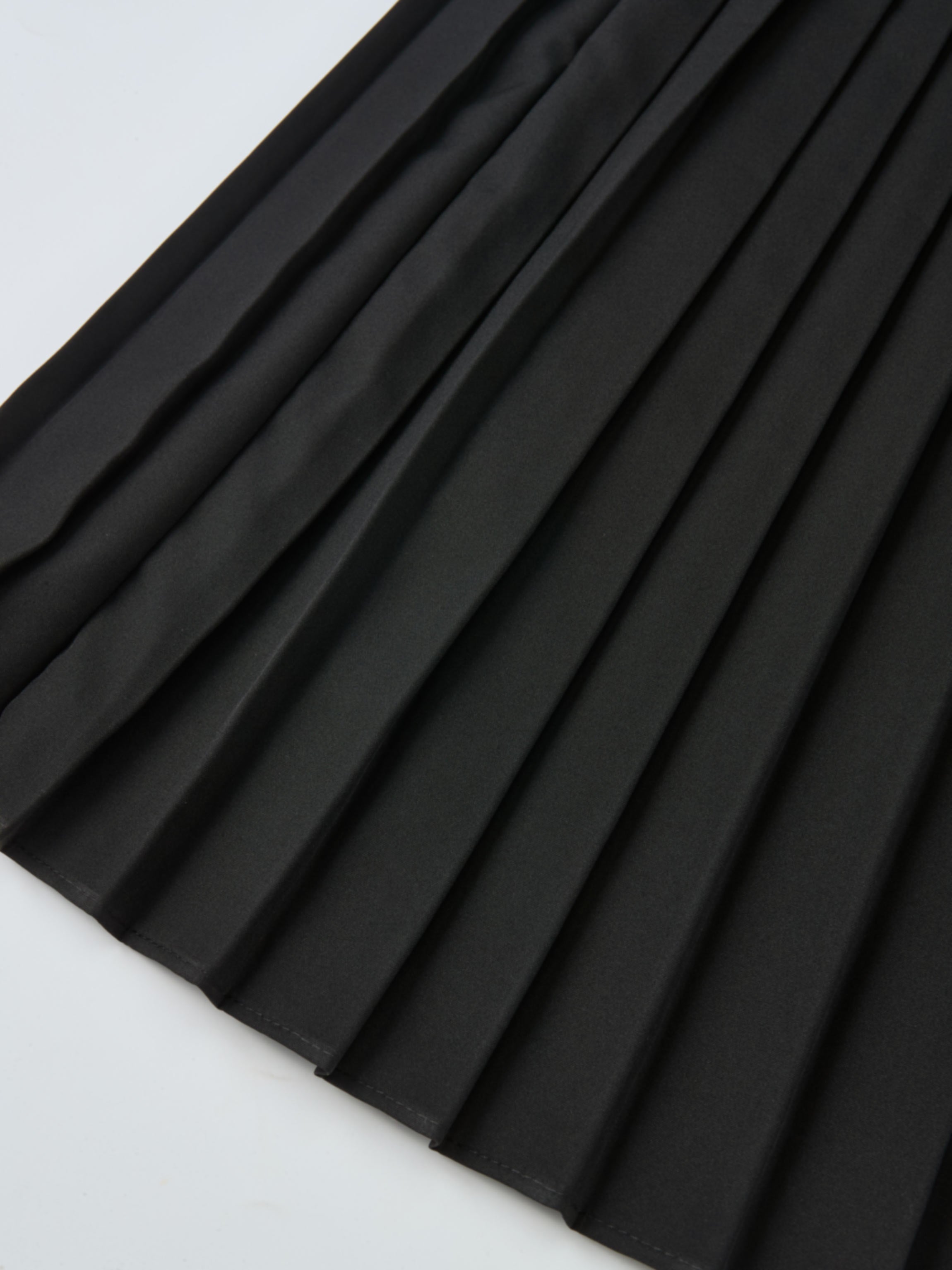 Knit Polo Top Pleat Dress - Solid Black