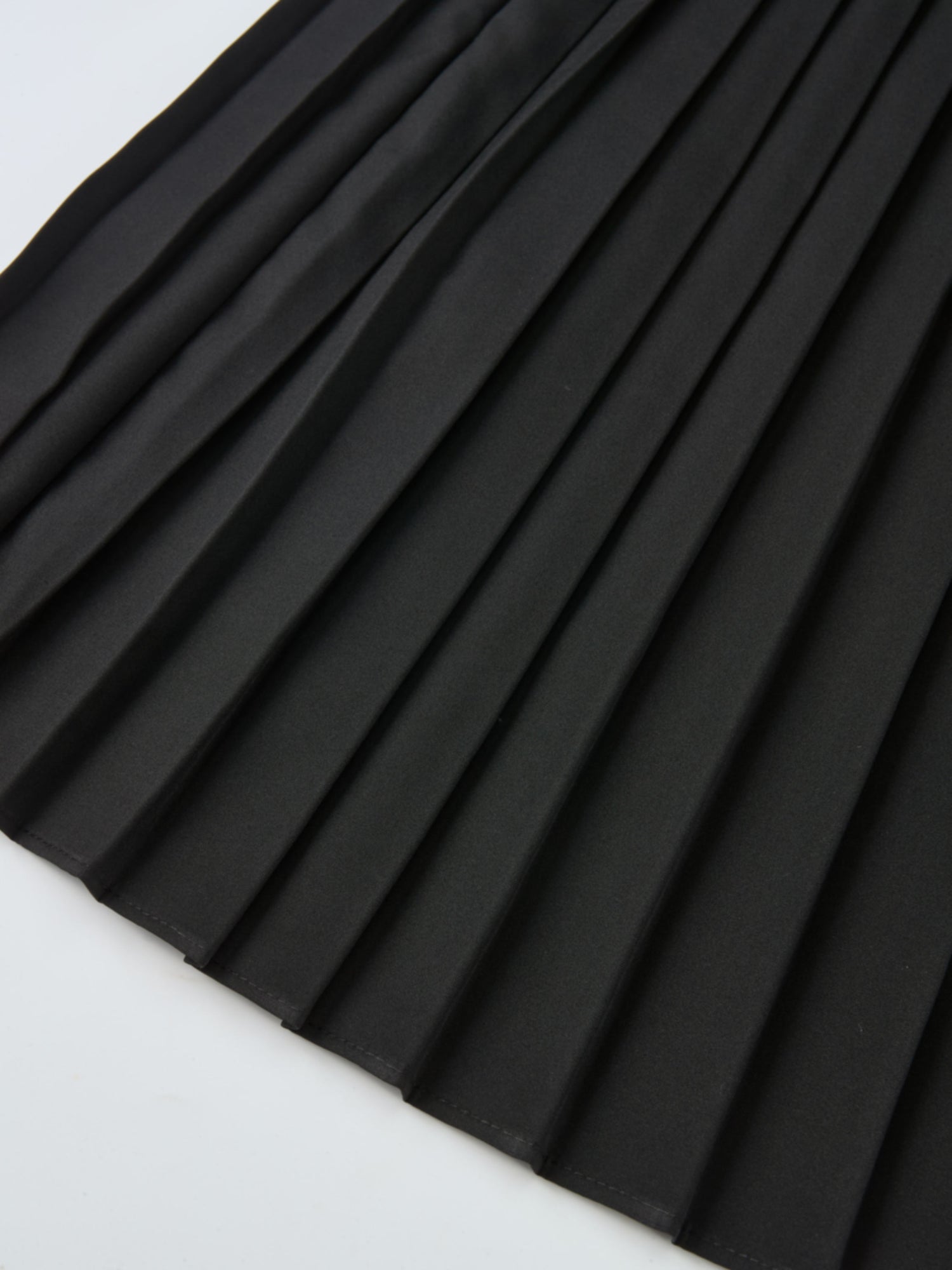 Knit Polo Top Pleat Dress - Solid Black