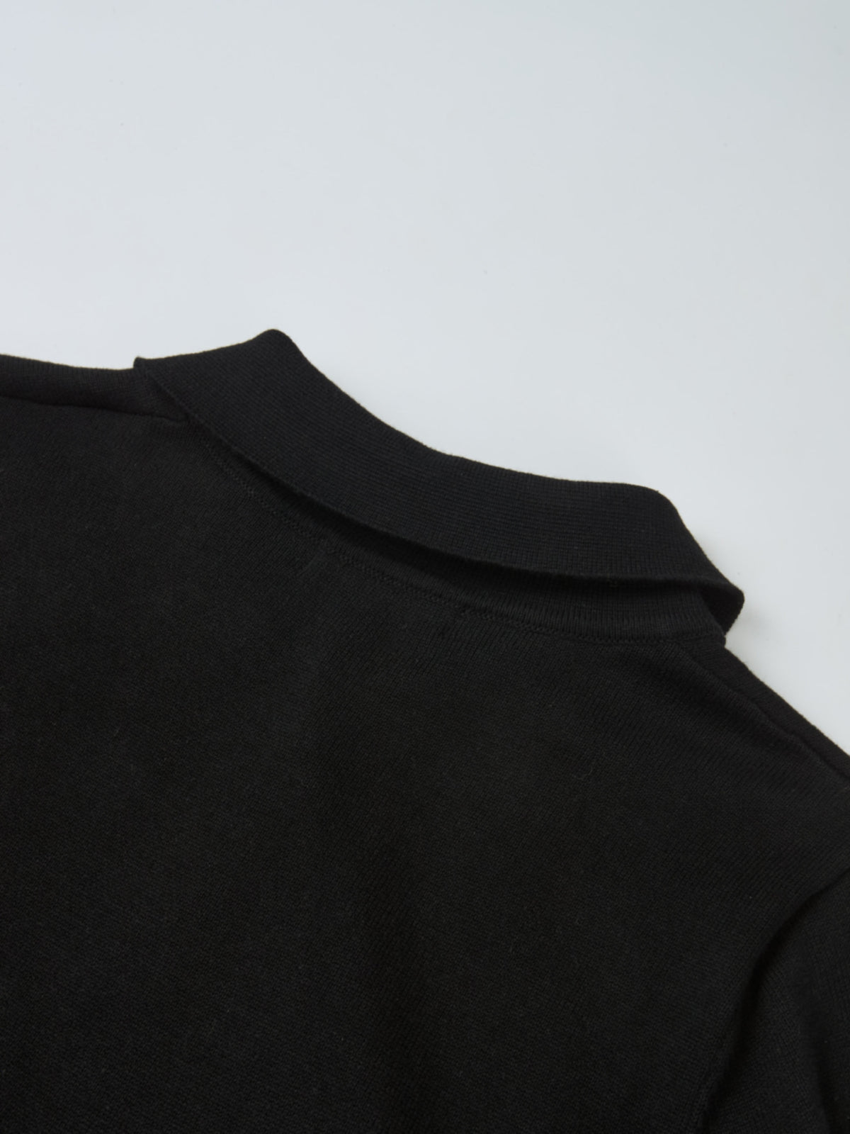 Knit Polo Top Pleat Dress - Solid Black