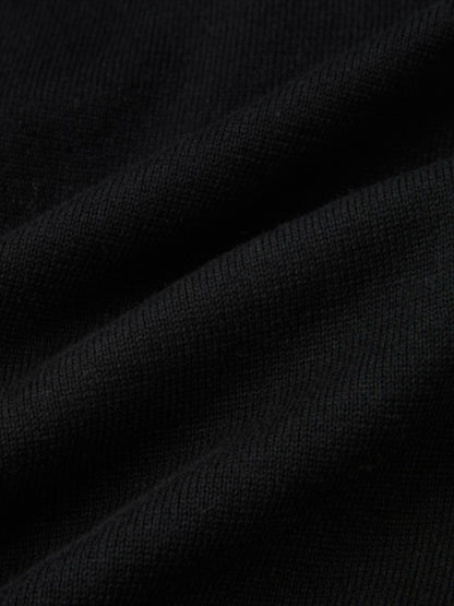 Knit Polo Top Pleat Dress - Solid Black