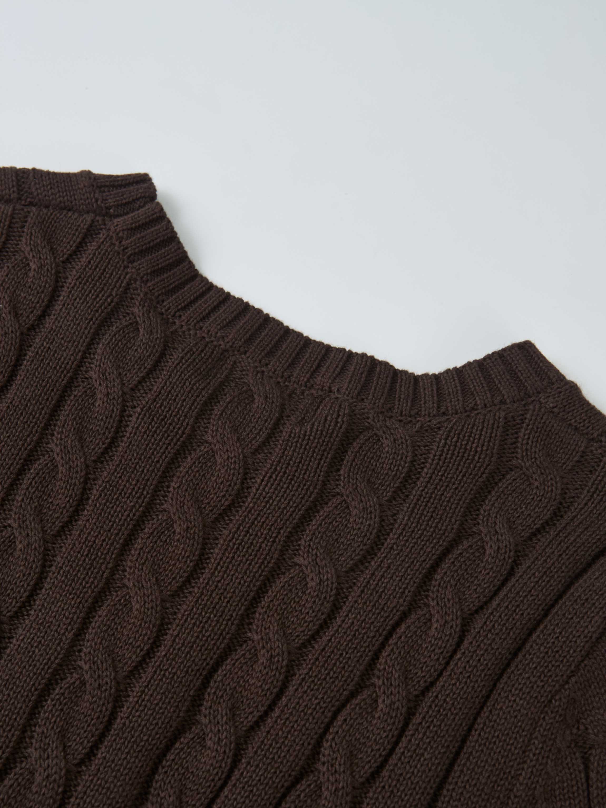Cable Knit Faux Satin Bottom Dress - Brown