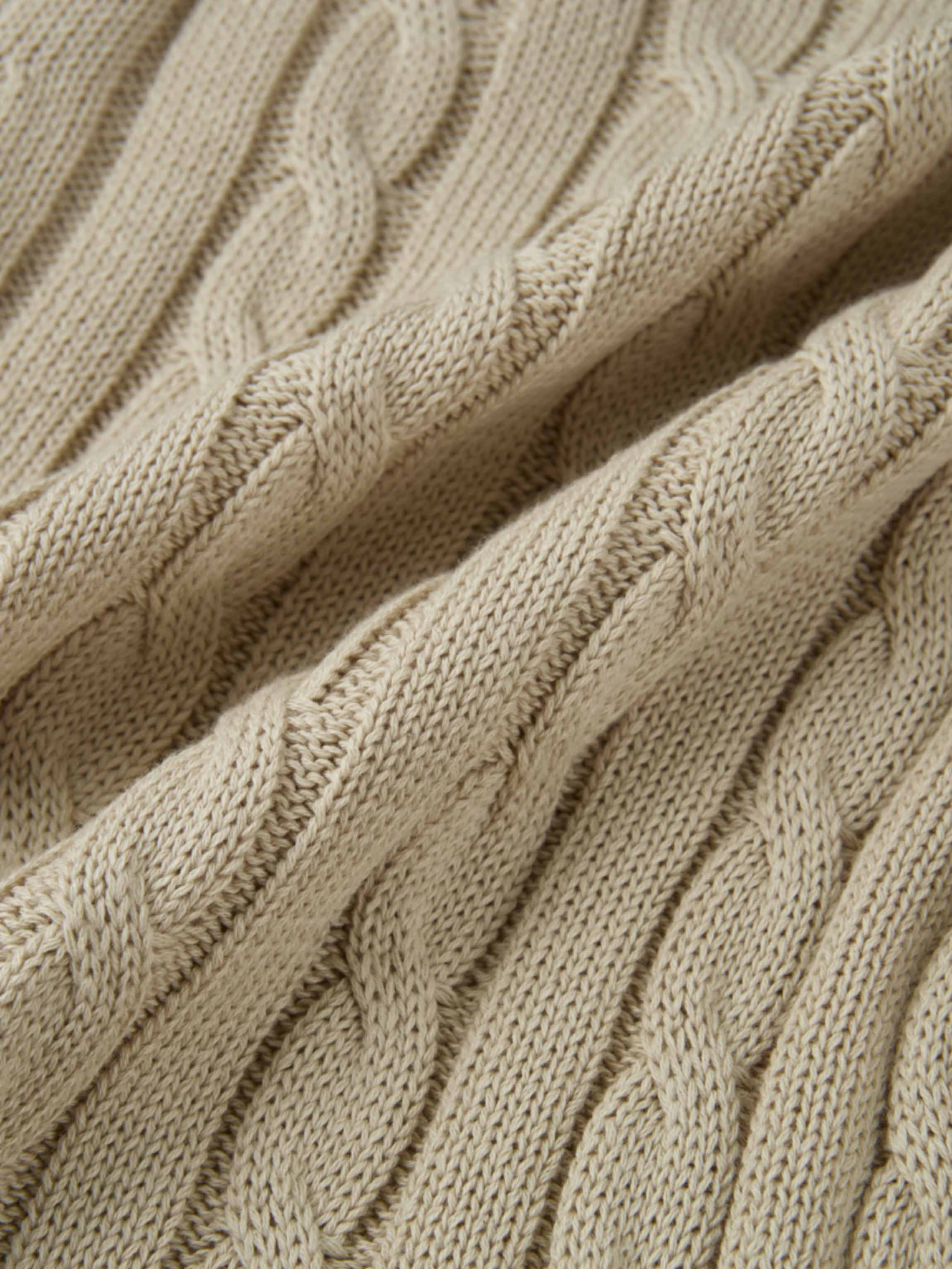 Cable Knit Faux Satin Bottom Dress - LT Tan