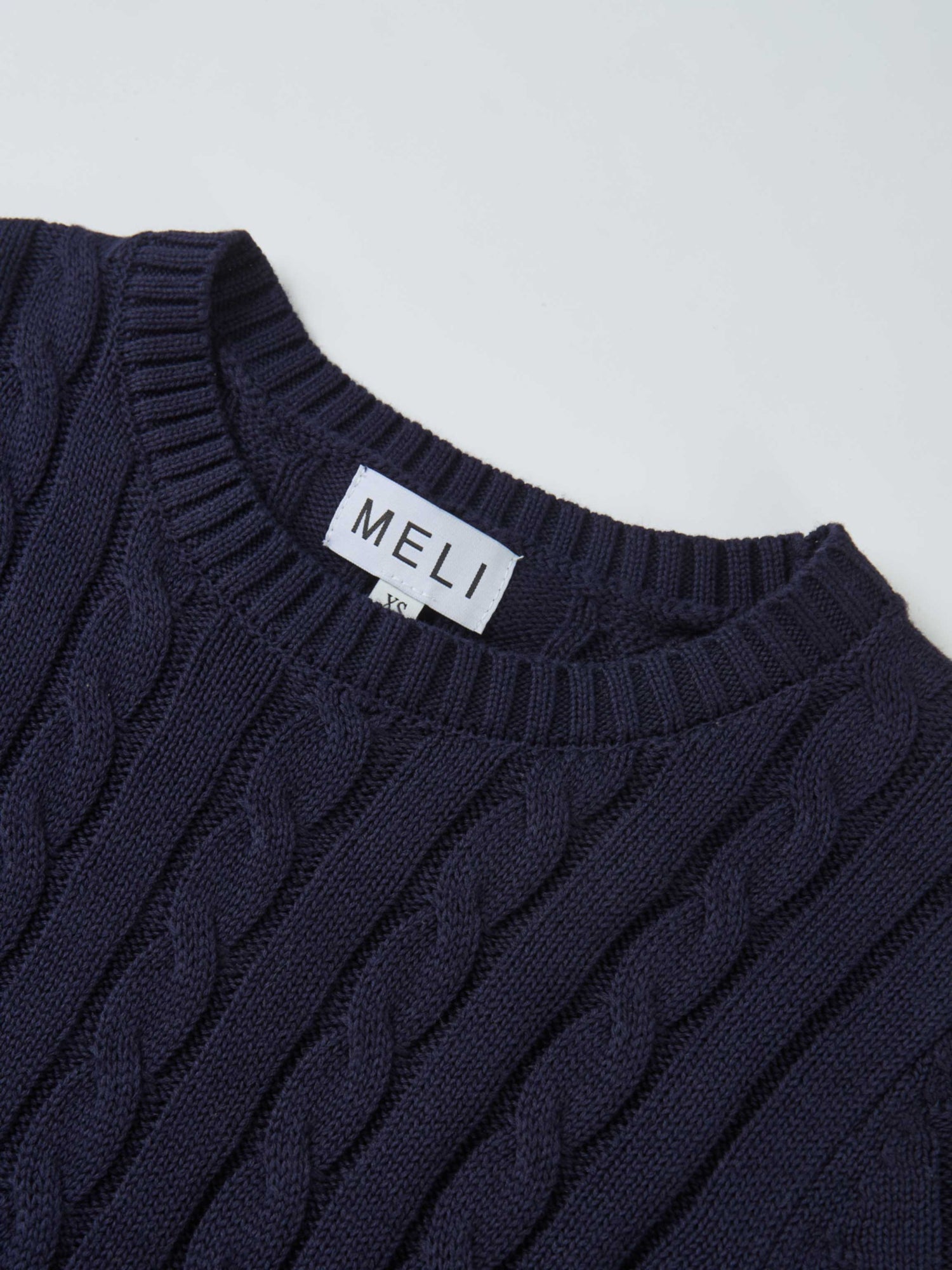 Cable Knit Faux Satin Bottom Dress - Navy Blue