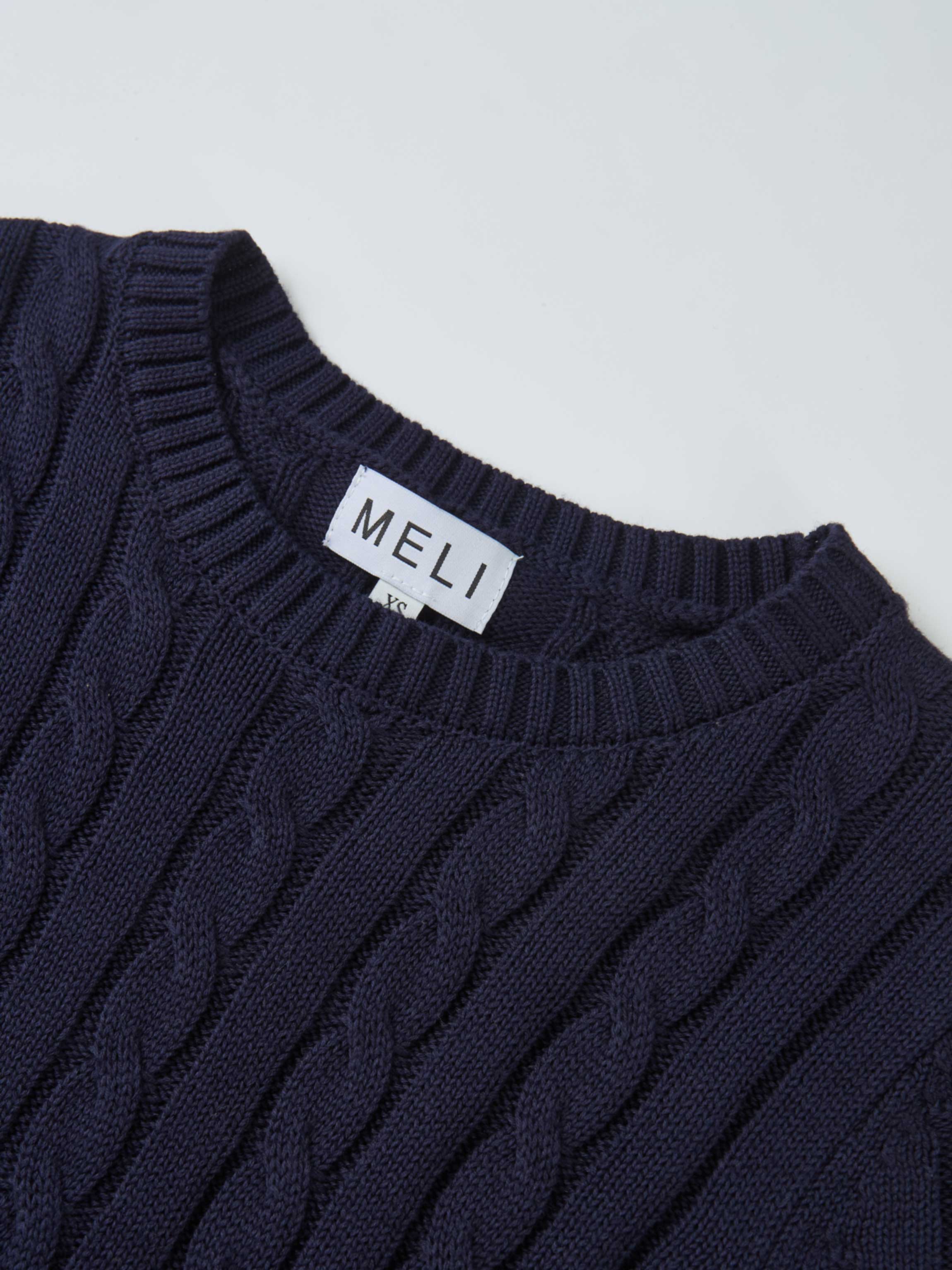 Cable Knit Faux Satin Bottom Dress - Navy Blue