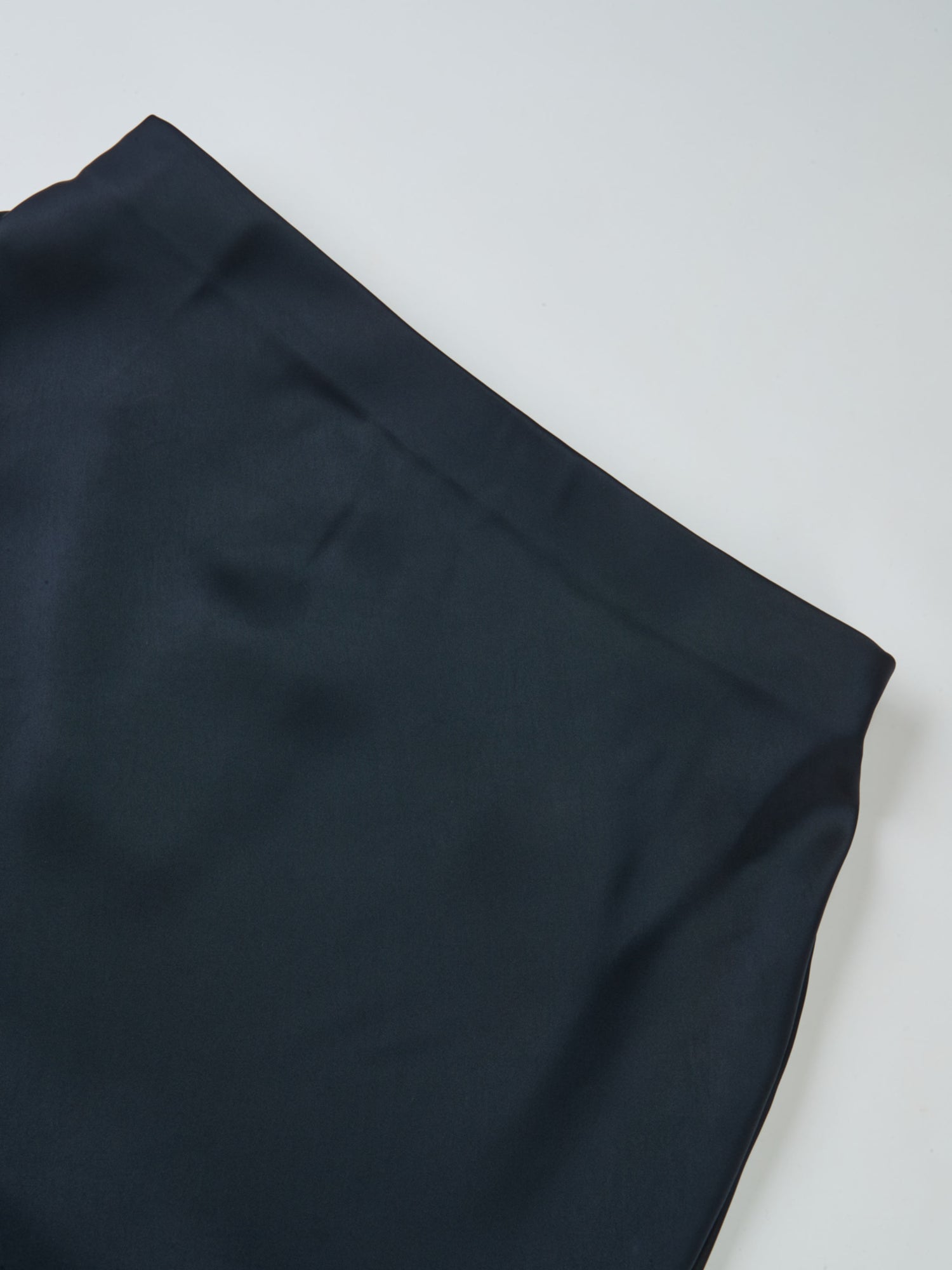 Solid Faux Satin Slip Skirt-Dark Blue/Navy
