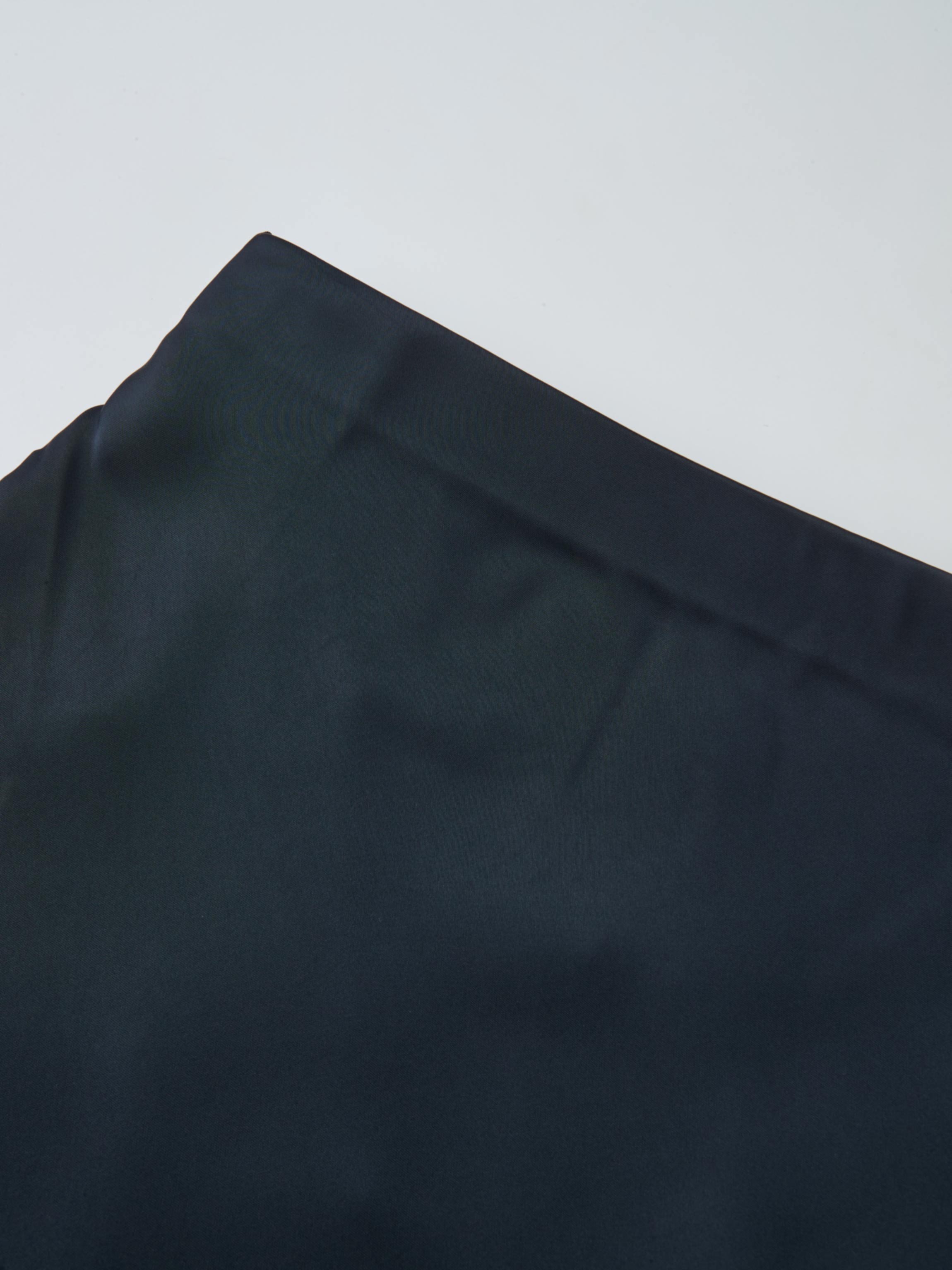 Solid Faux Satin Slip Skirt-Dark Blue/Navy