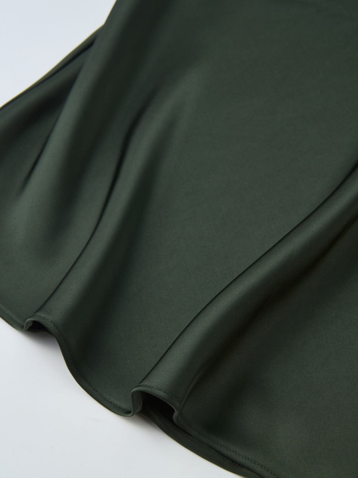 Solid Faux Satin Slip Skirt-Hunter Green