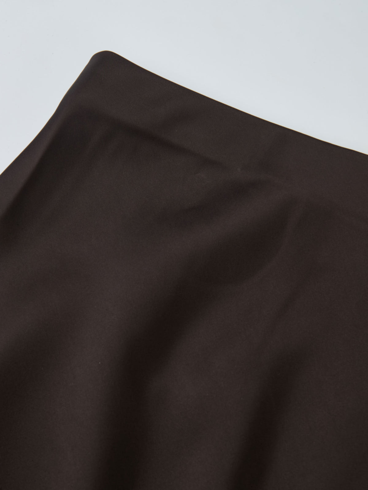 Solid Faux Satin Slip Skirt -  Rich Brown