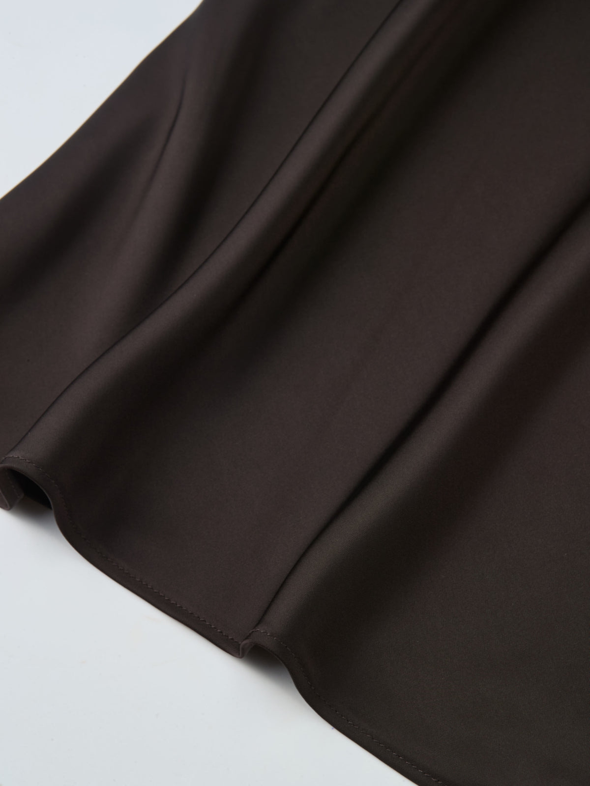Solid Faux Satin Slip Skirt -  Rich Brown