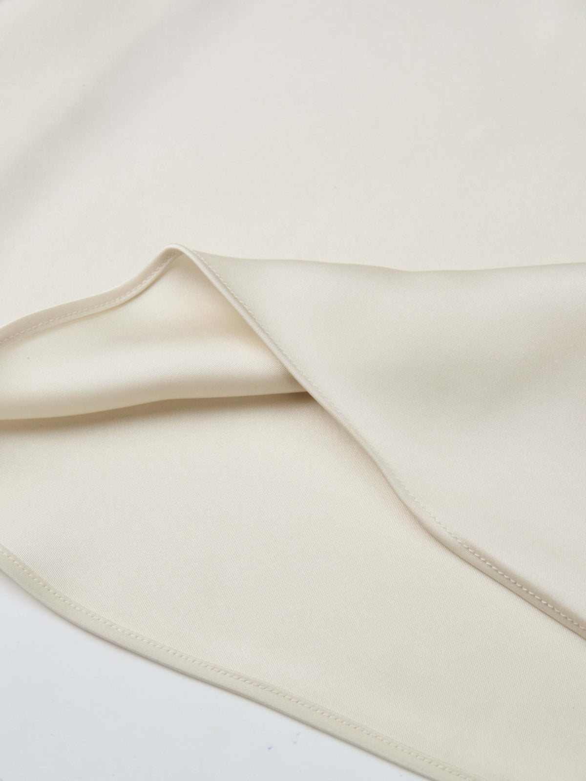Solid Faux Satin Slip Skirt -  Cream