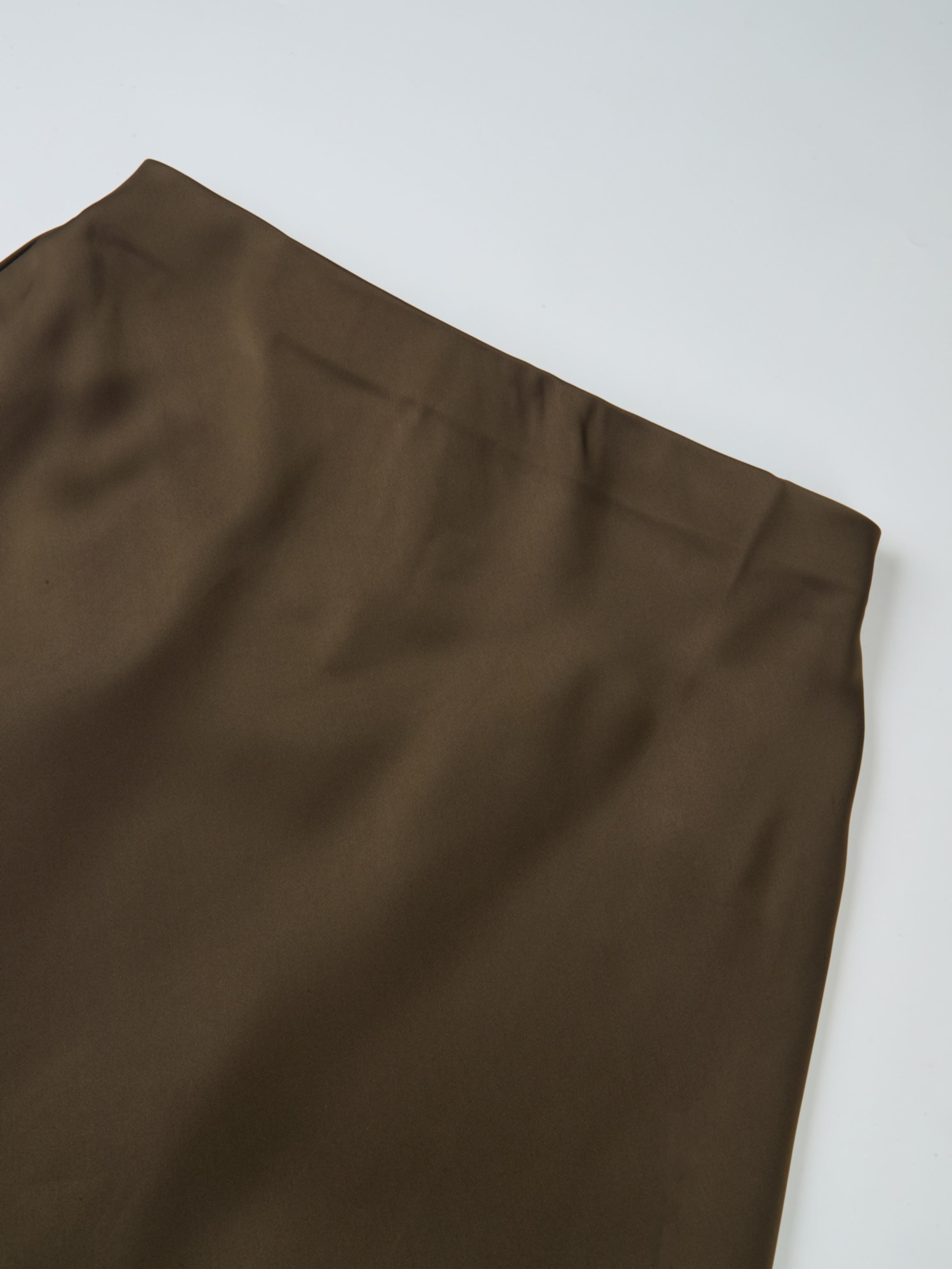 Solid Satin Slip Skirt-Simply Olive