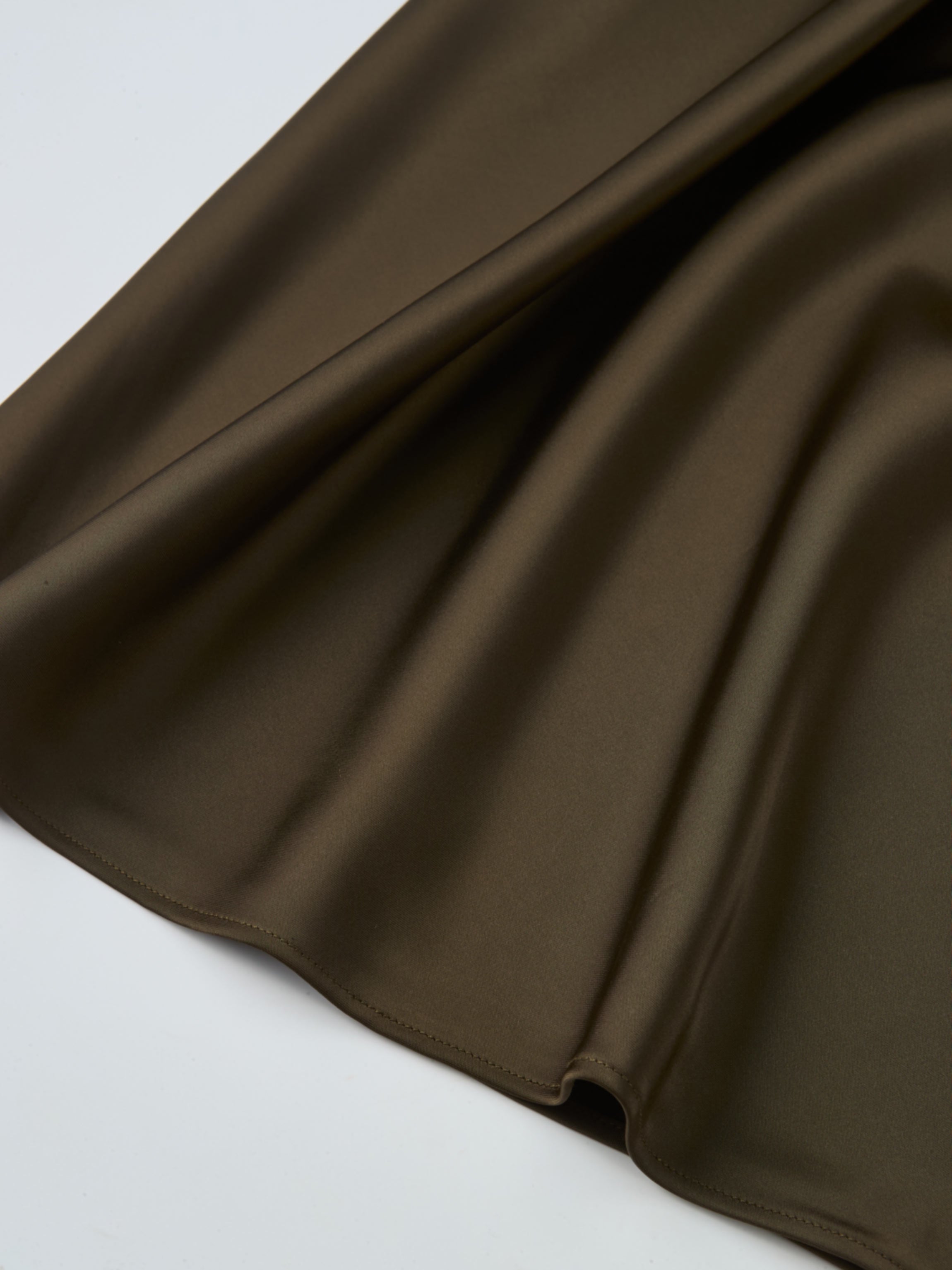 Solid Satin Slip Skirt-Simply Olive