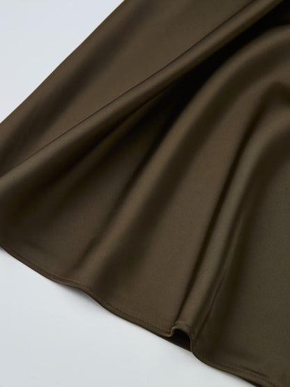 Solid Satin Slip Skirt-Simply Olive