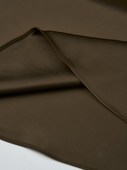 Solid Satin Slip Skirt-Simply Olive