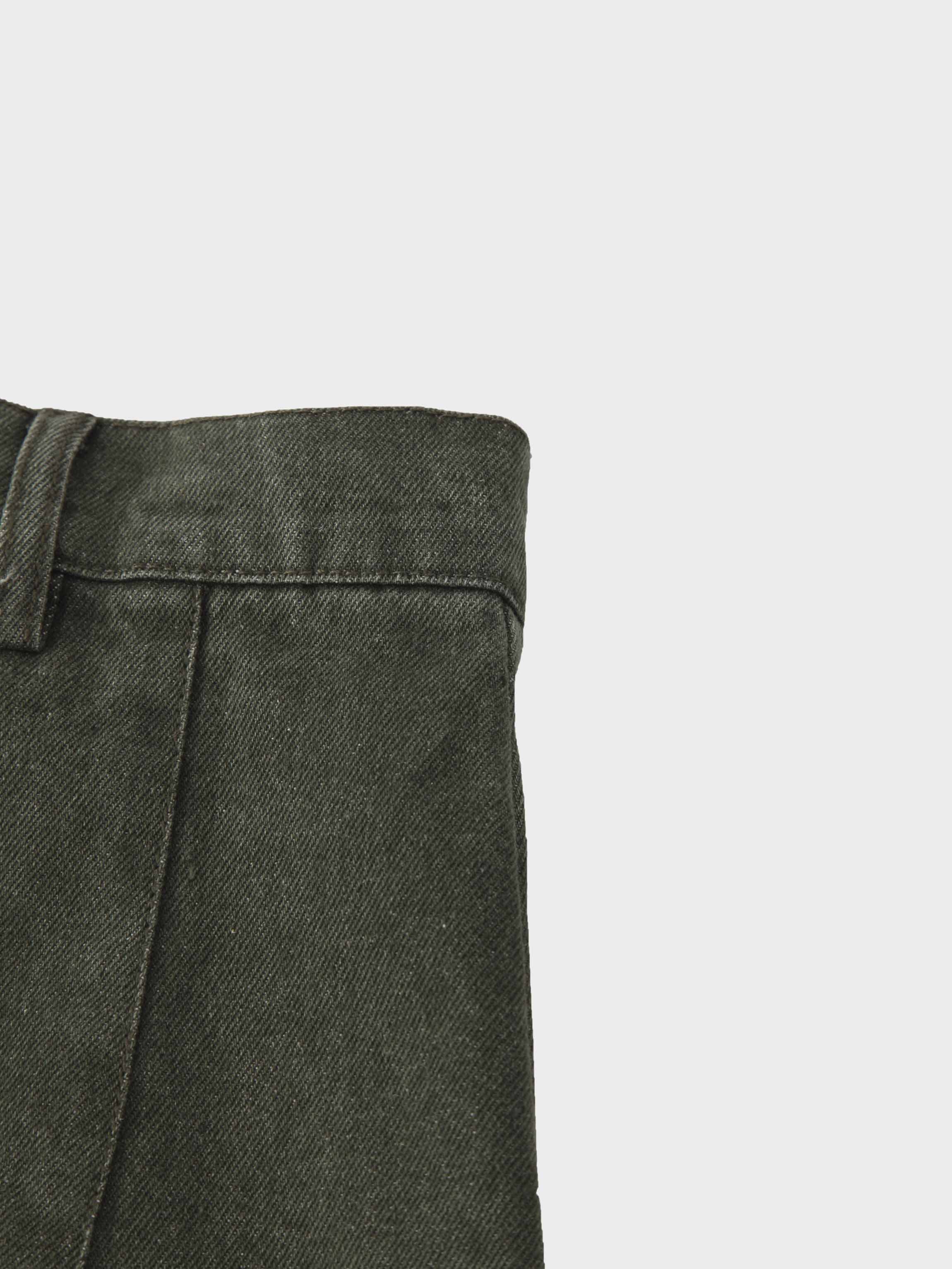 Stitched Pleated Skirt-Olive Green