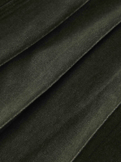 Stitched Pleated Skirt-Olive Green