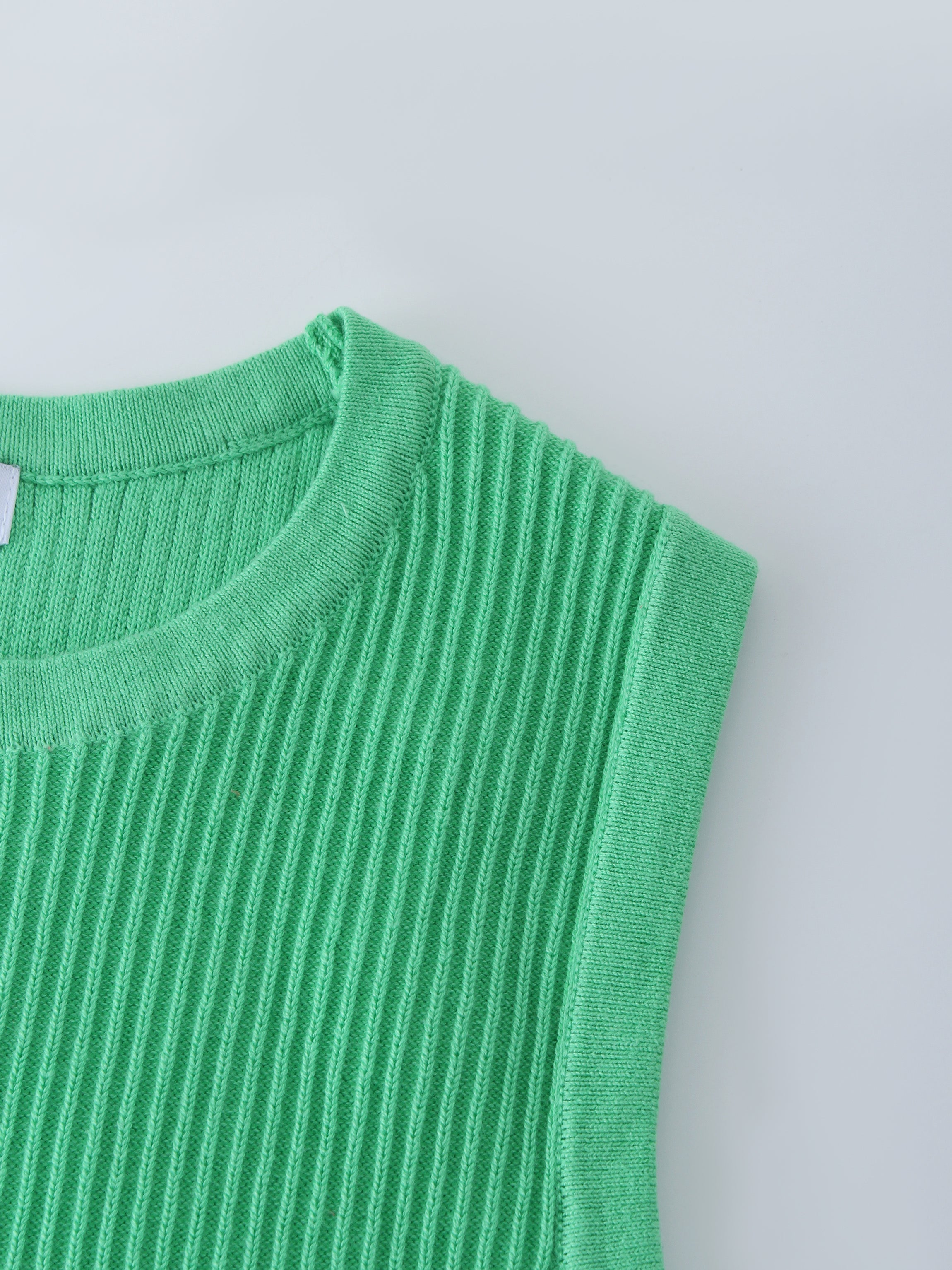 Sleeveless Ribbed Crew-Kelly Green