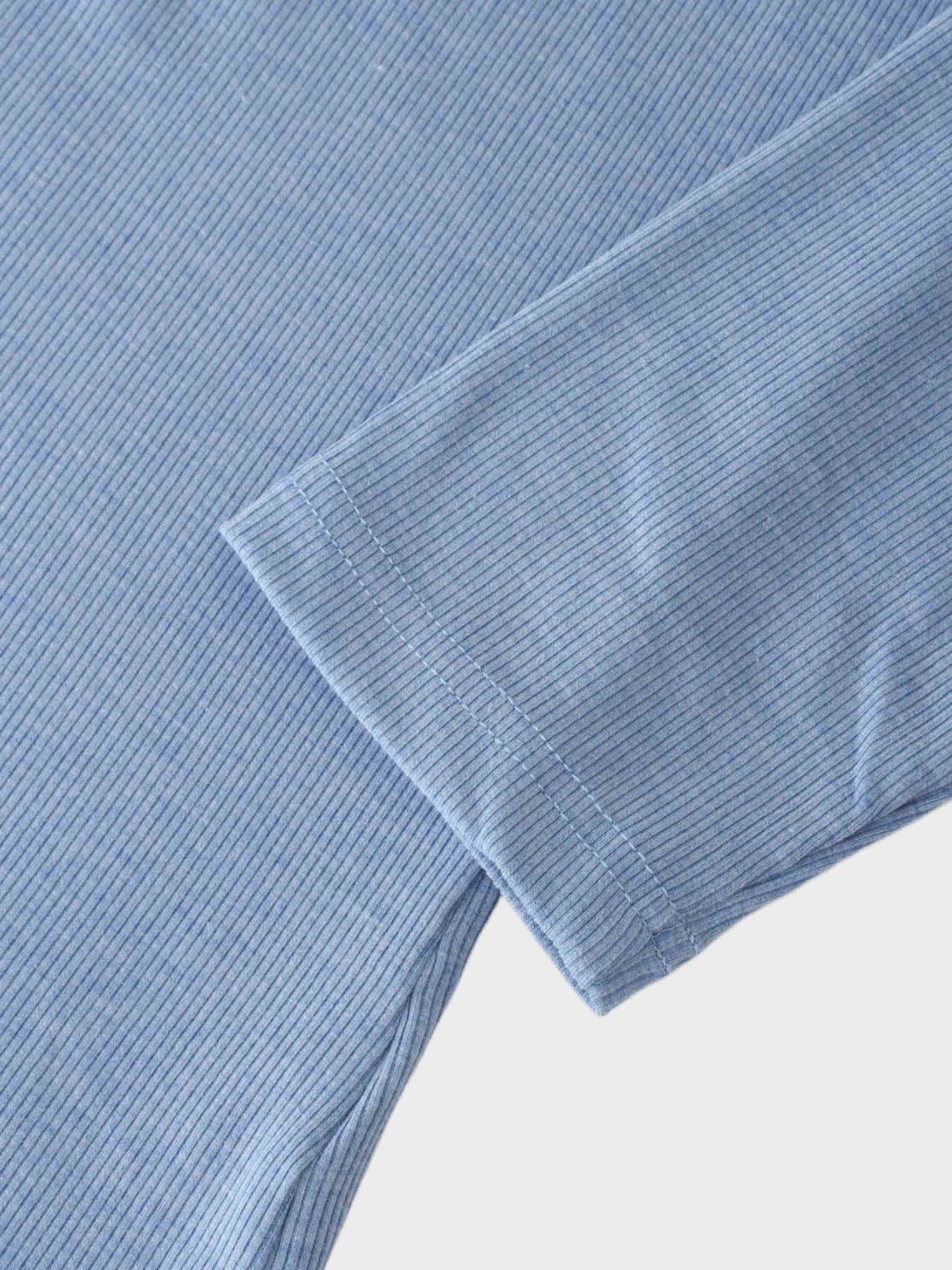 HIGH V RIBBED TEE - 3Q - LIGHT BLUE