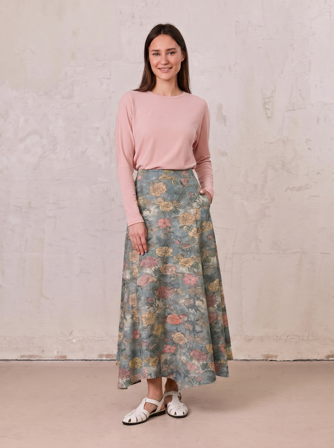 Crew Ribbed Dolman-Peachy Pink