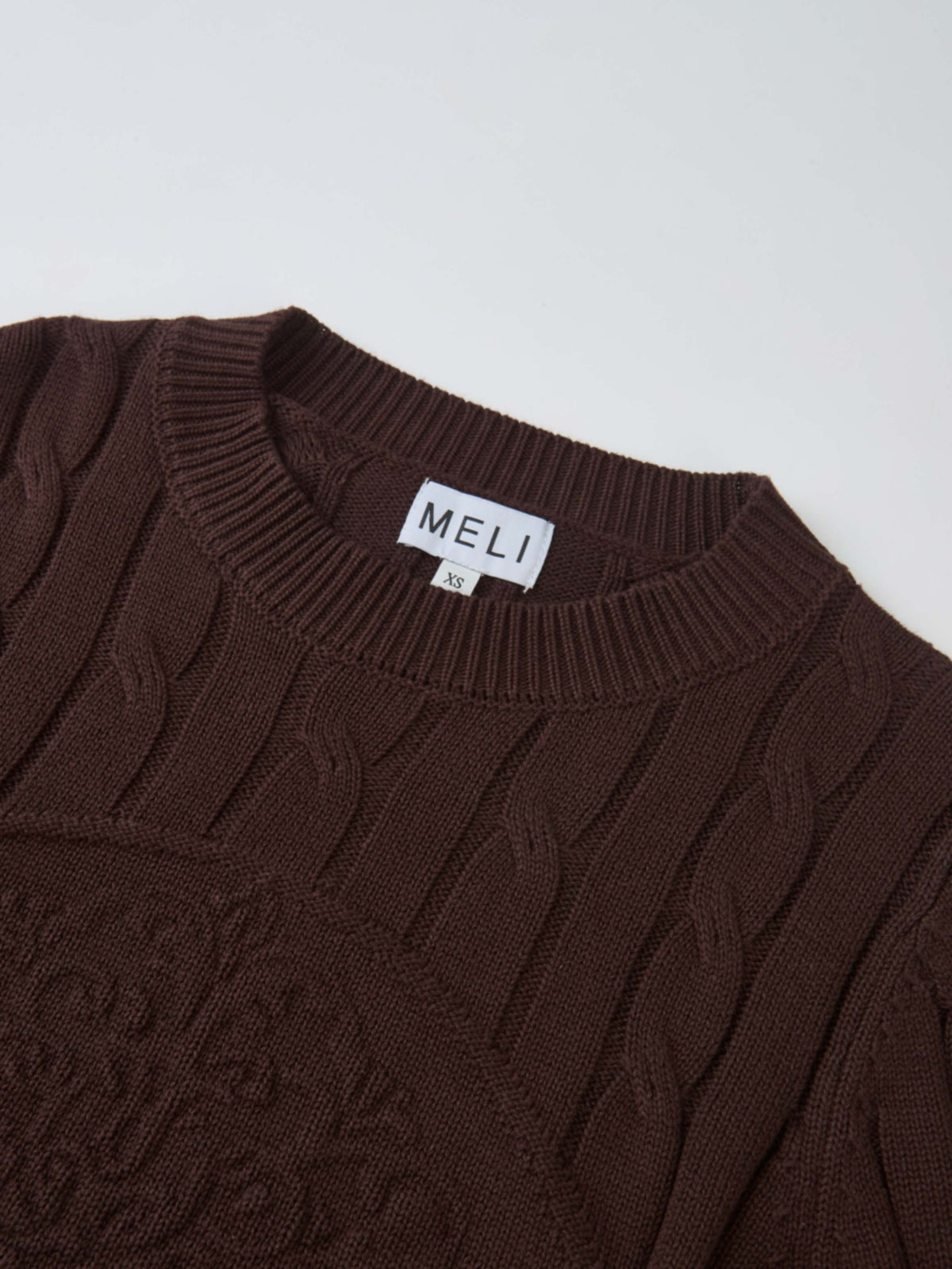 Embossed Cable Sweater - Brown