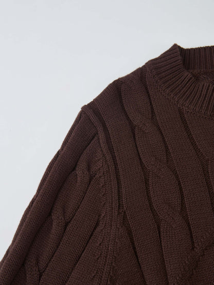 Embossed Cable Sweater - Brown