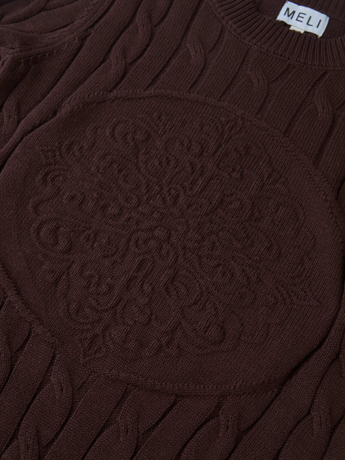 Embossed Cable Sweater - Brown