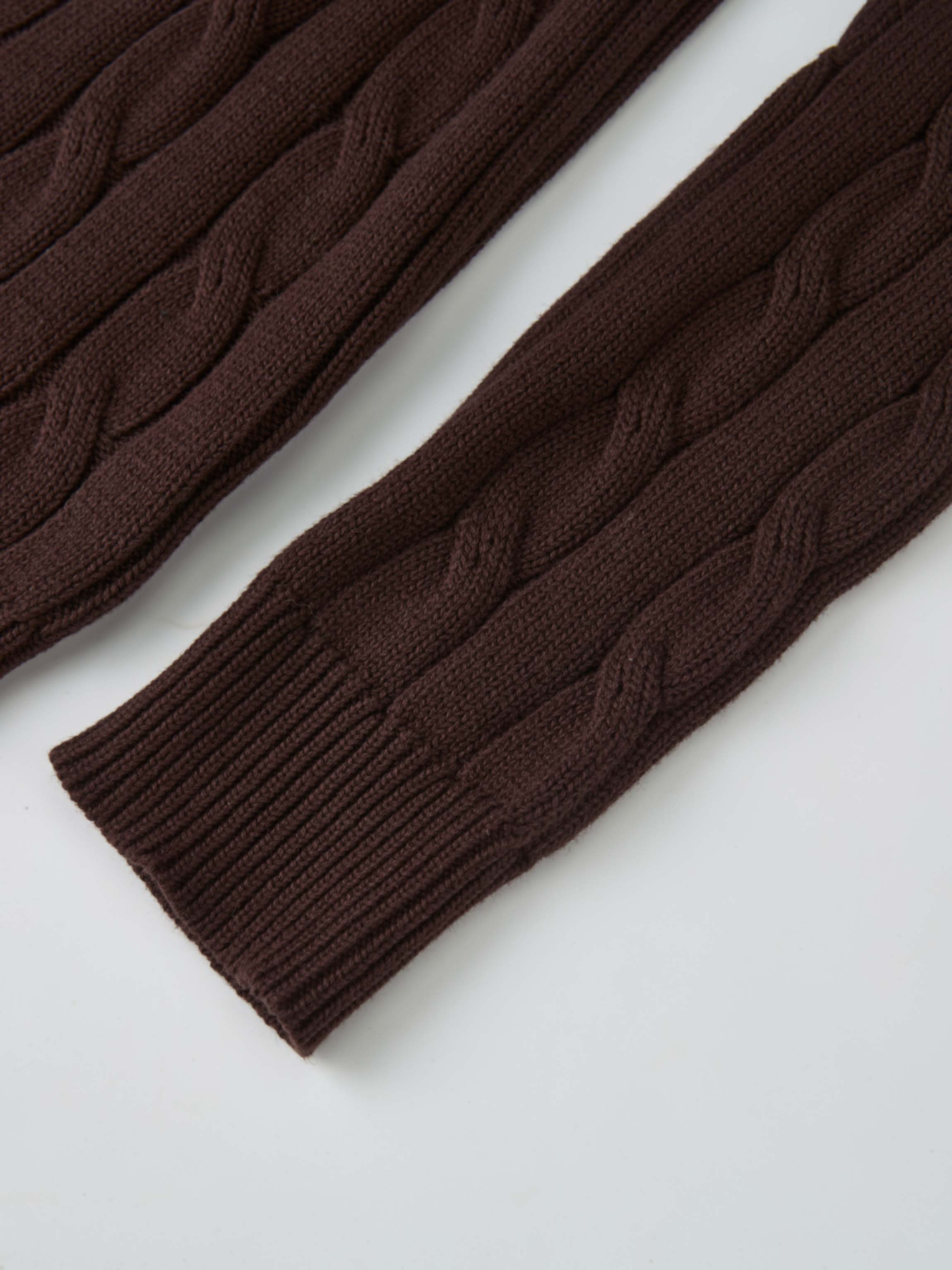 Embossed Cable Sweater - Brown