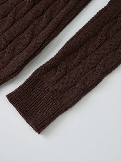 Embossed Cable Sweater - Brown