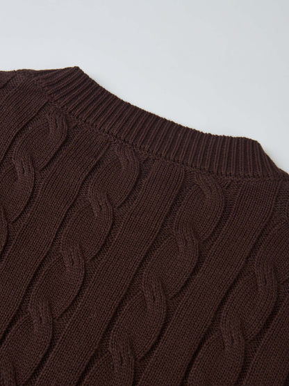 Embossed Cable Sweater - Brown