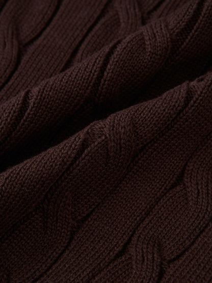 Embossed Cable Sweater - Brown