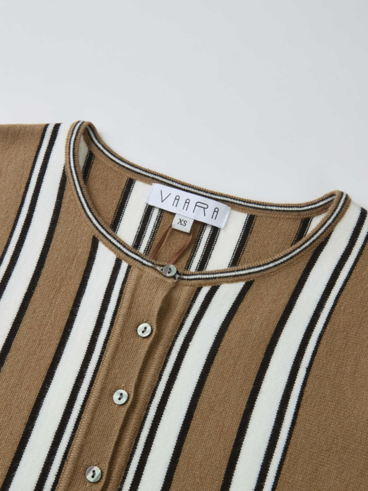 Wide Band Striped Cardigan - Camel/Black/White