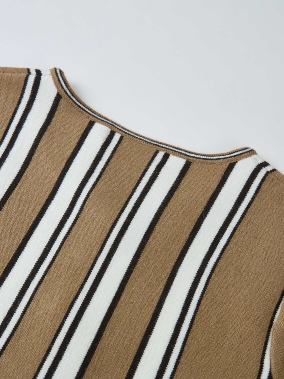 Wide Band Striped Cardigan - Camel/Black/White