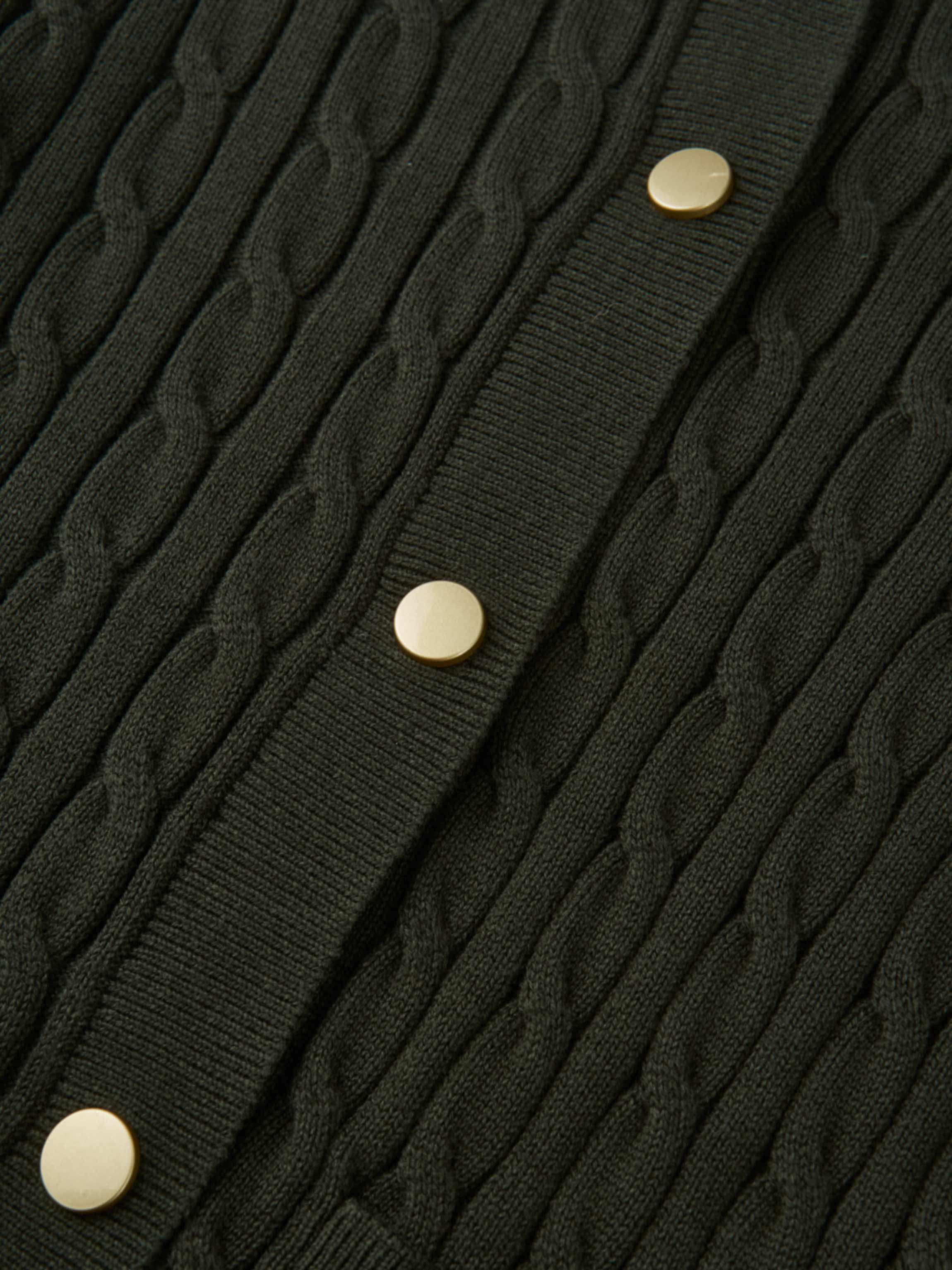 Gold Button Cable Cardigan - Green