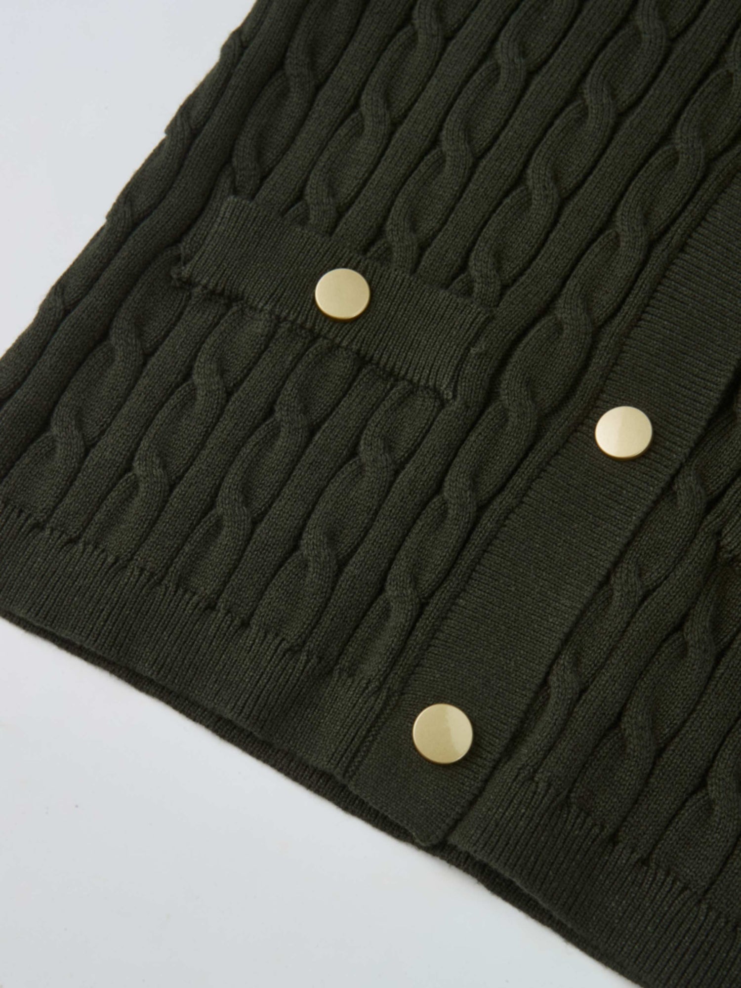Gold Button Cable Cardigan - Green
