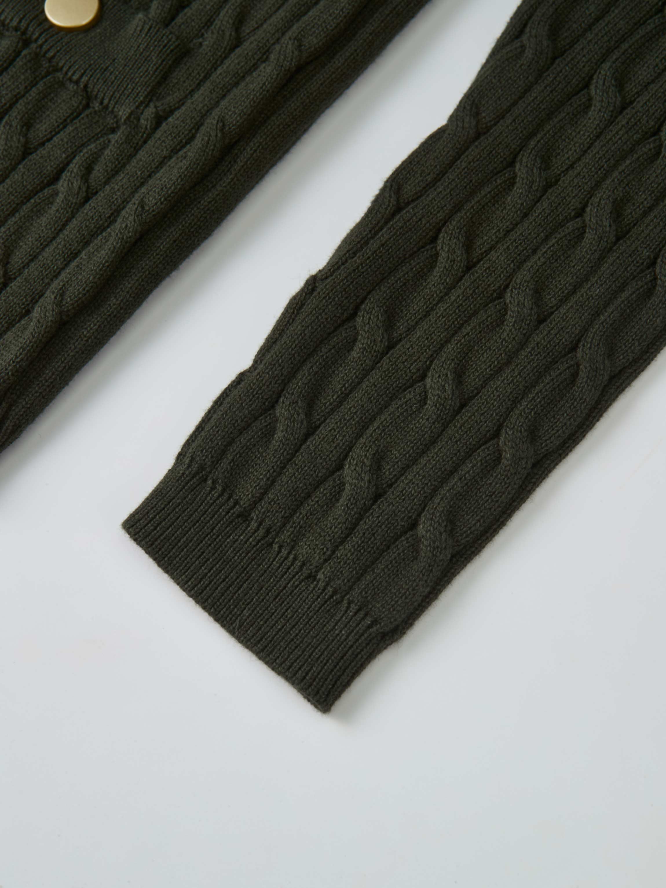 Gold Button Cable Cardigan - Green