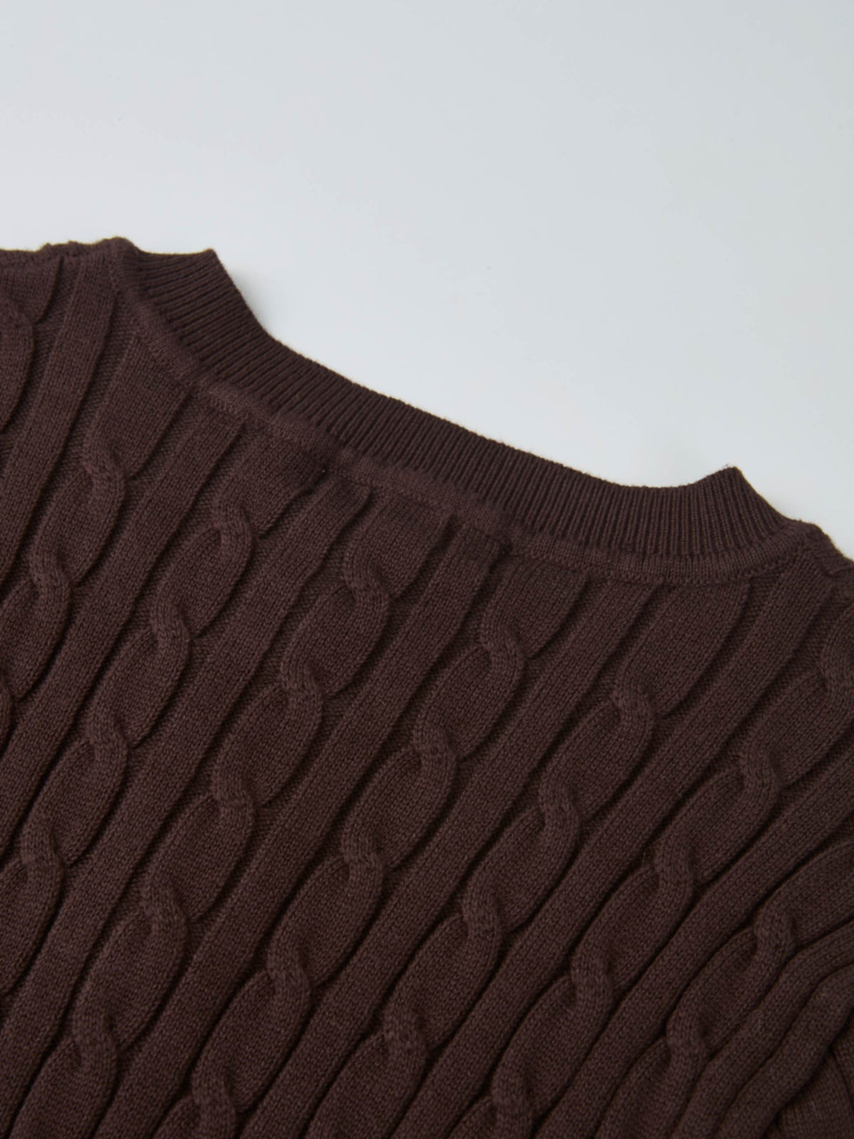 Gold Button Cable Cardigan - Brown