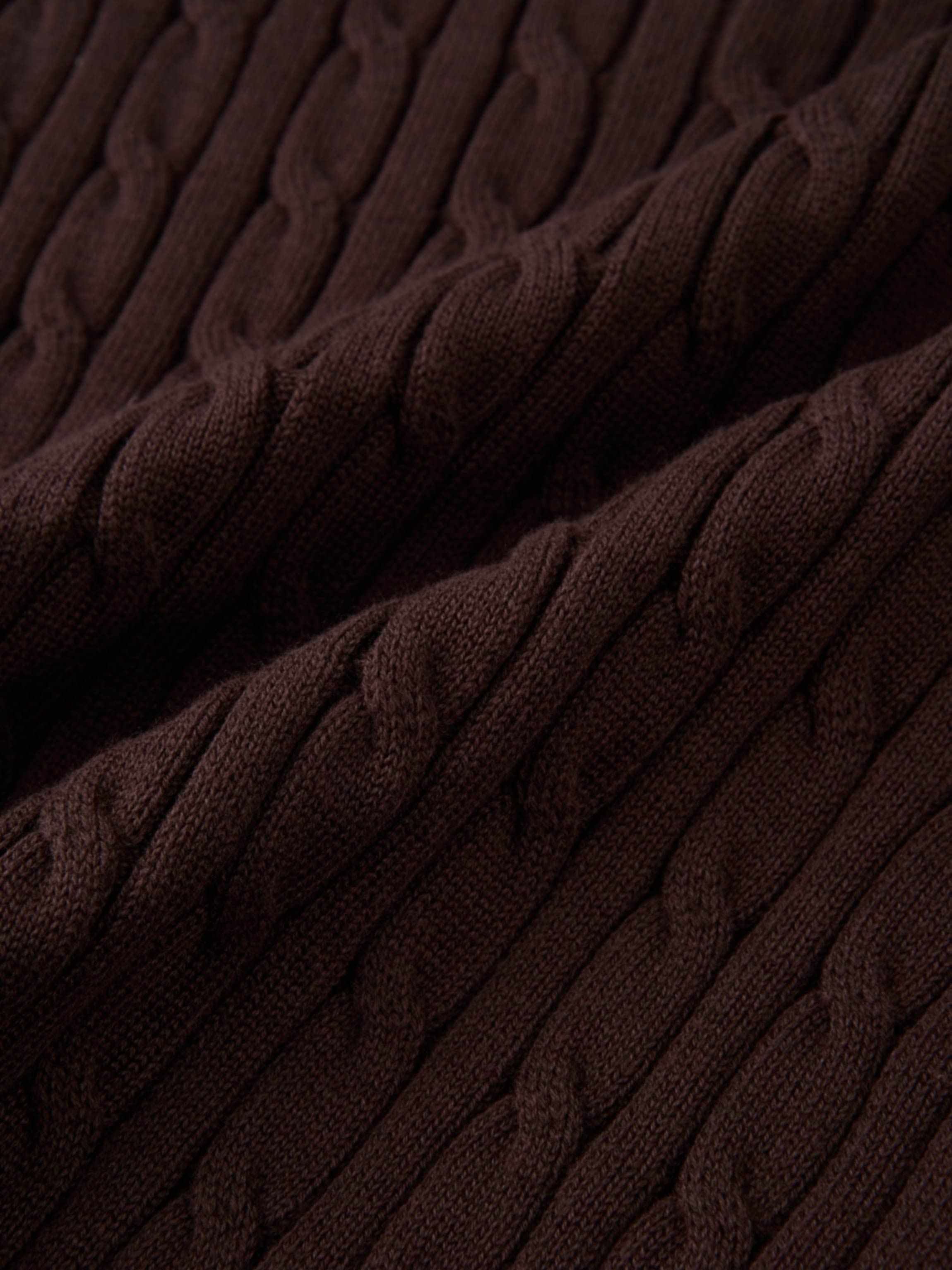 Gold Button Cable Cardigan - Brown