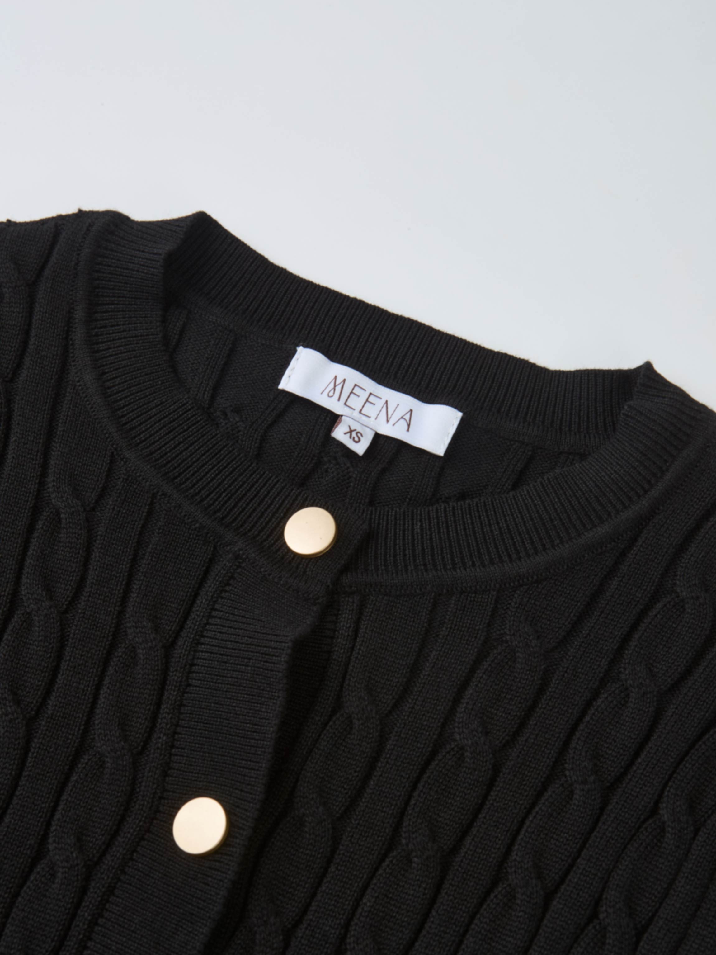 Gold Button Cable Cardigan - Black