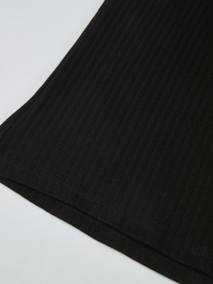 Ribbed Mock Neck Turtleneck - Black