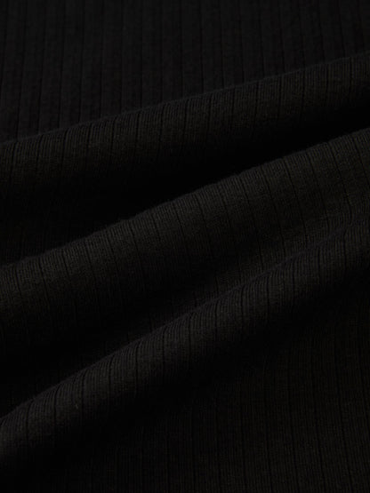 Ribbed Mock Neck Turtleneck - Black