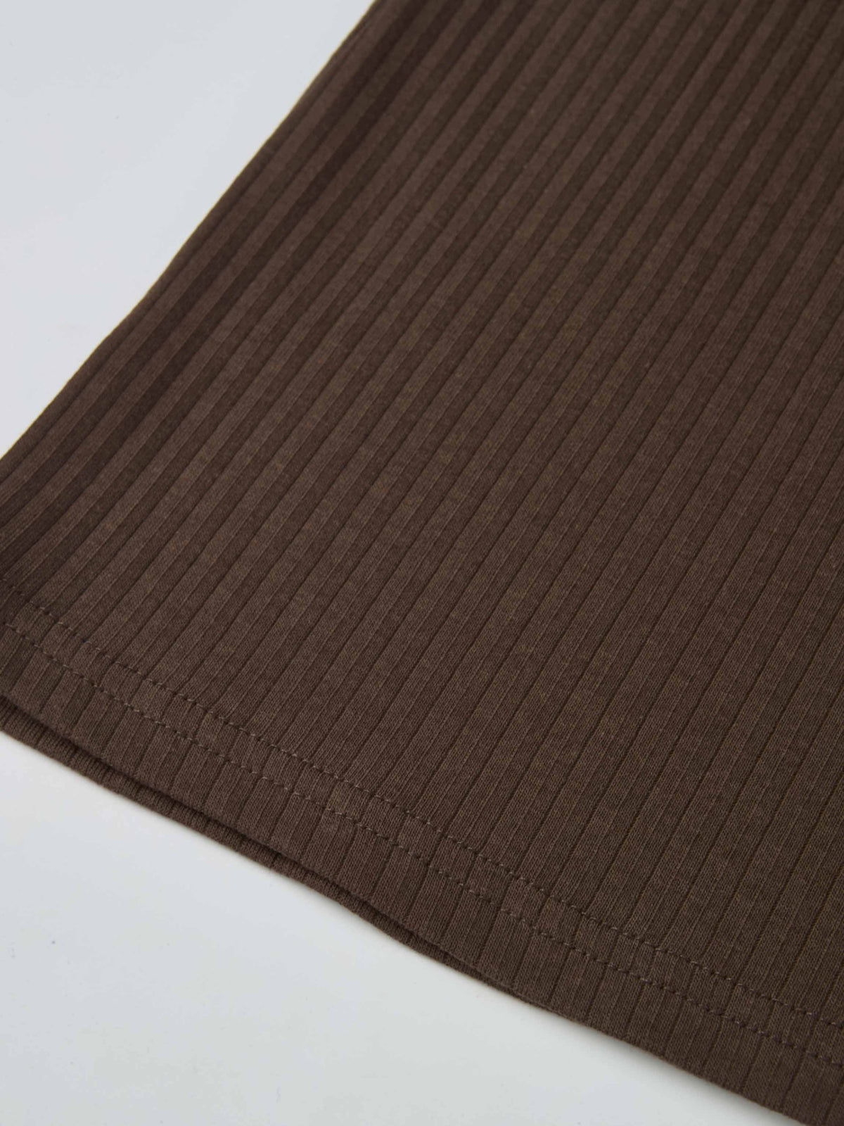 Ribbed Mock Neck Turtleneck - Chocolate Brown