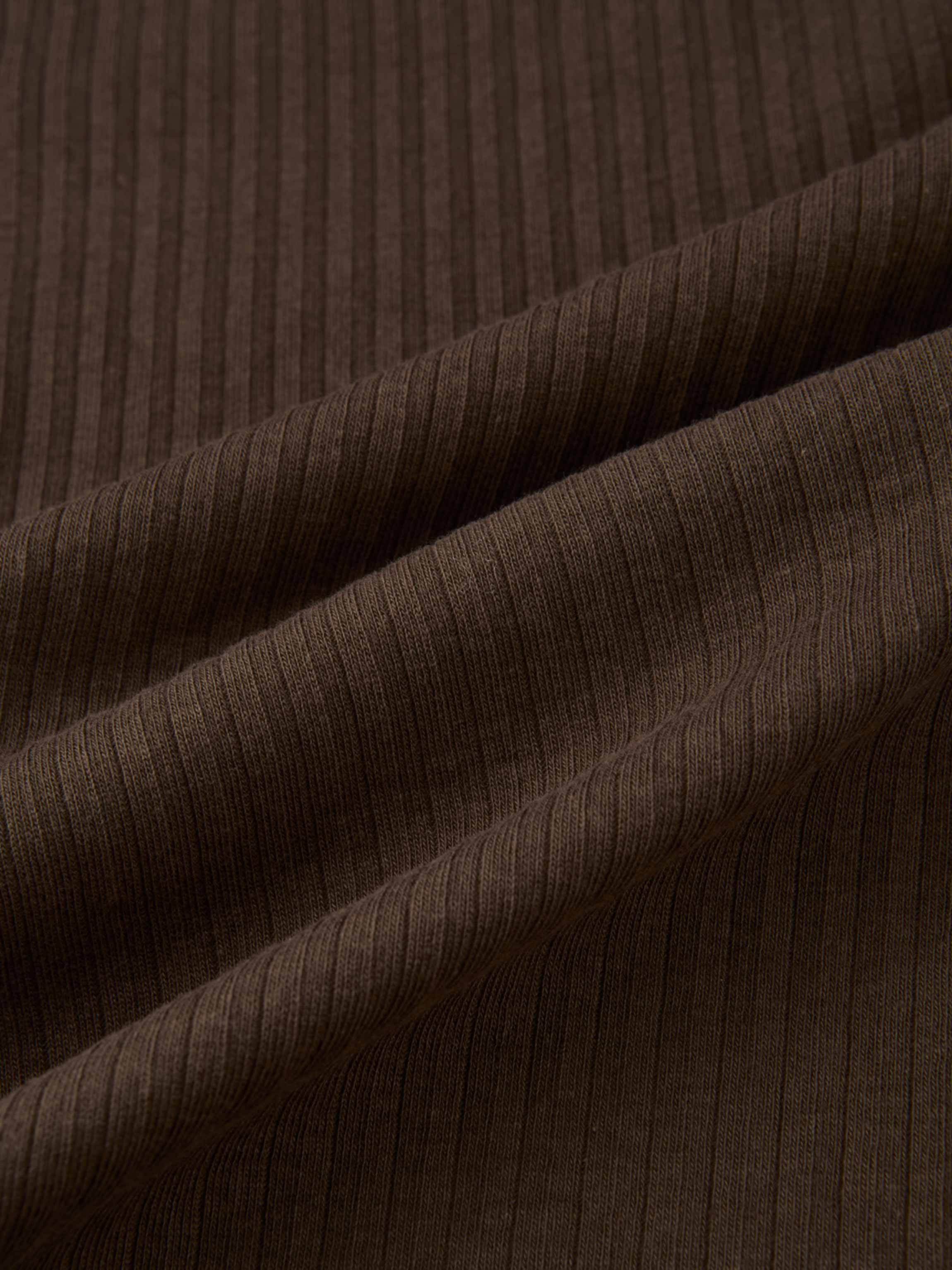 Ribbed Mock Neck Turtleneck - Chocolate Brown