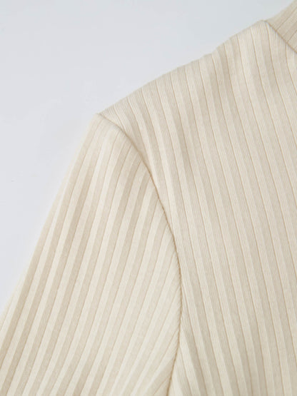 Ribbed Mock Neck Turtleneck - Cream