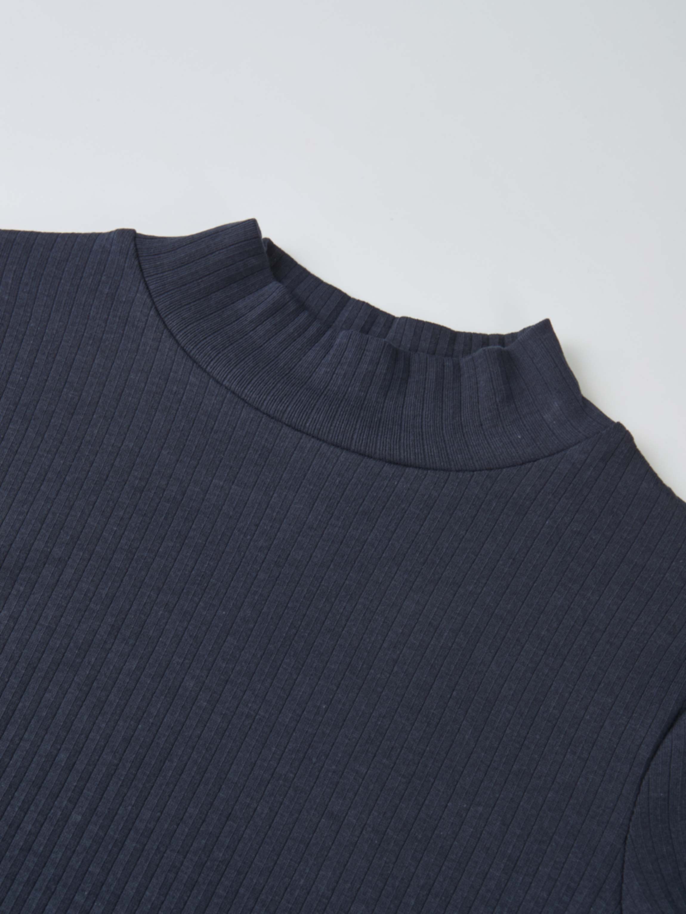 Ribbed Mock Neck Turtleneck - Navy