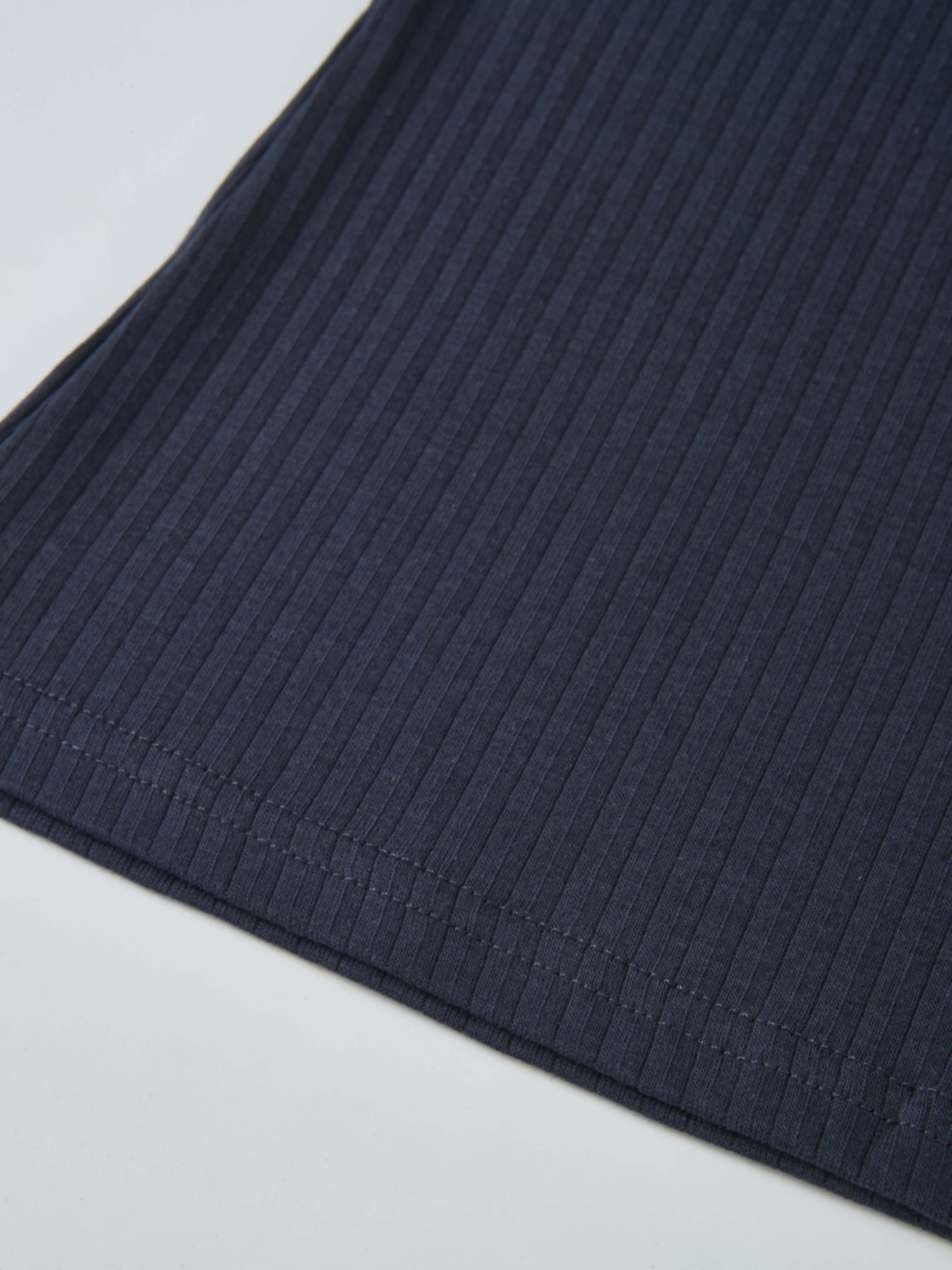 Ribbed Mock Neck Turtleneck - Navy
