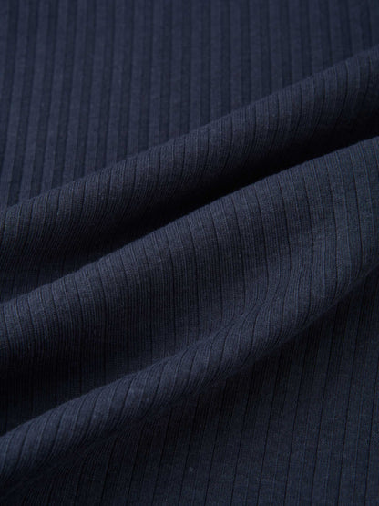 Ribbed Mock Neck Turtleneck - Navy