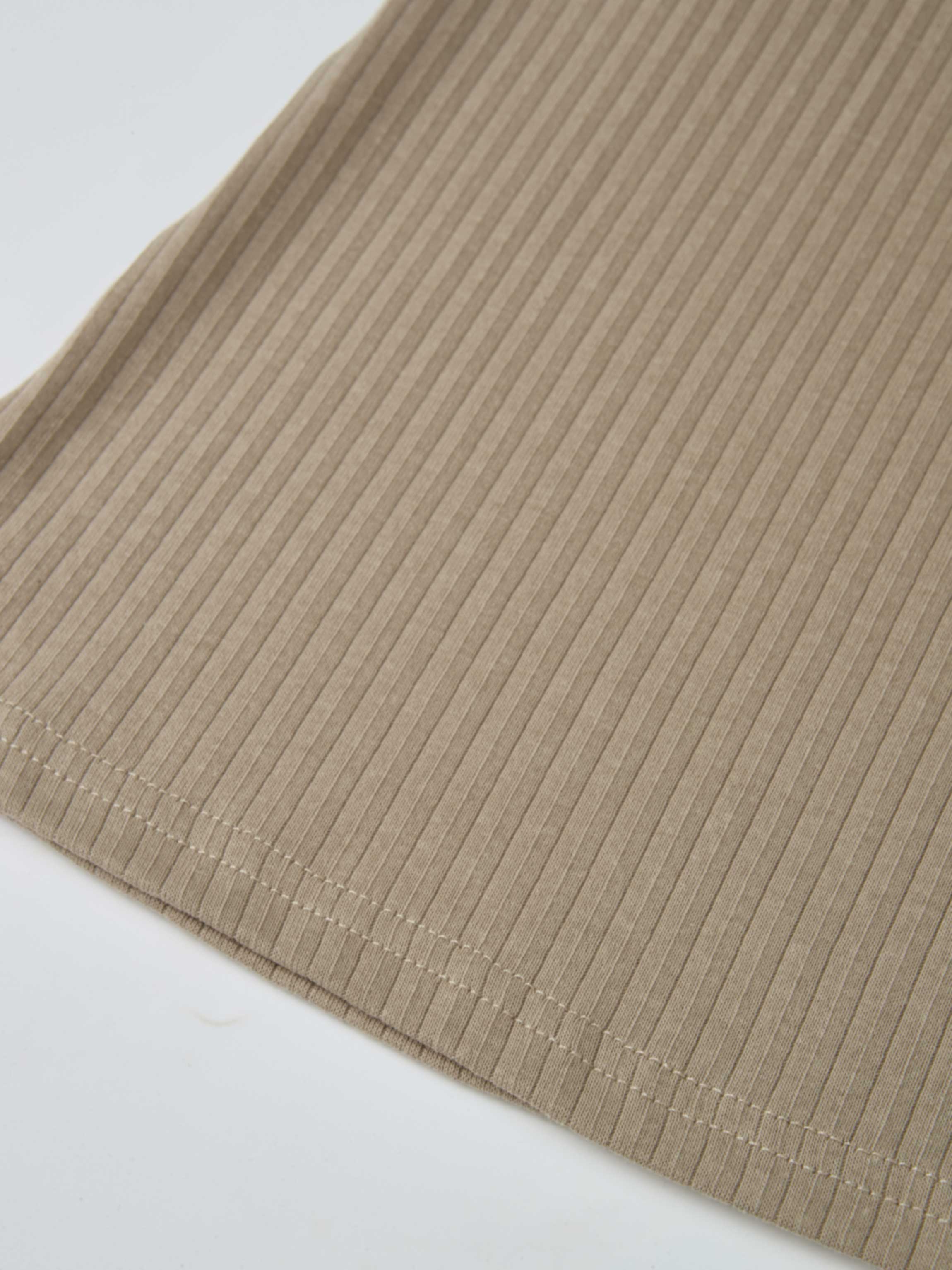 Ribbed Mock Neck Turtleneck - Warm Taupe